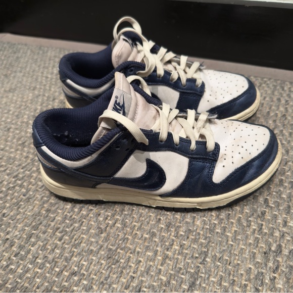 Nike Shoes - Nike Dunk Premium Low Womens Sneakers Navy Blue Shiny White Size UK 4.5